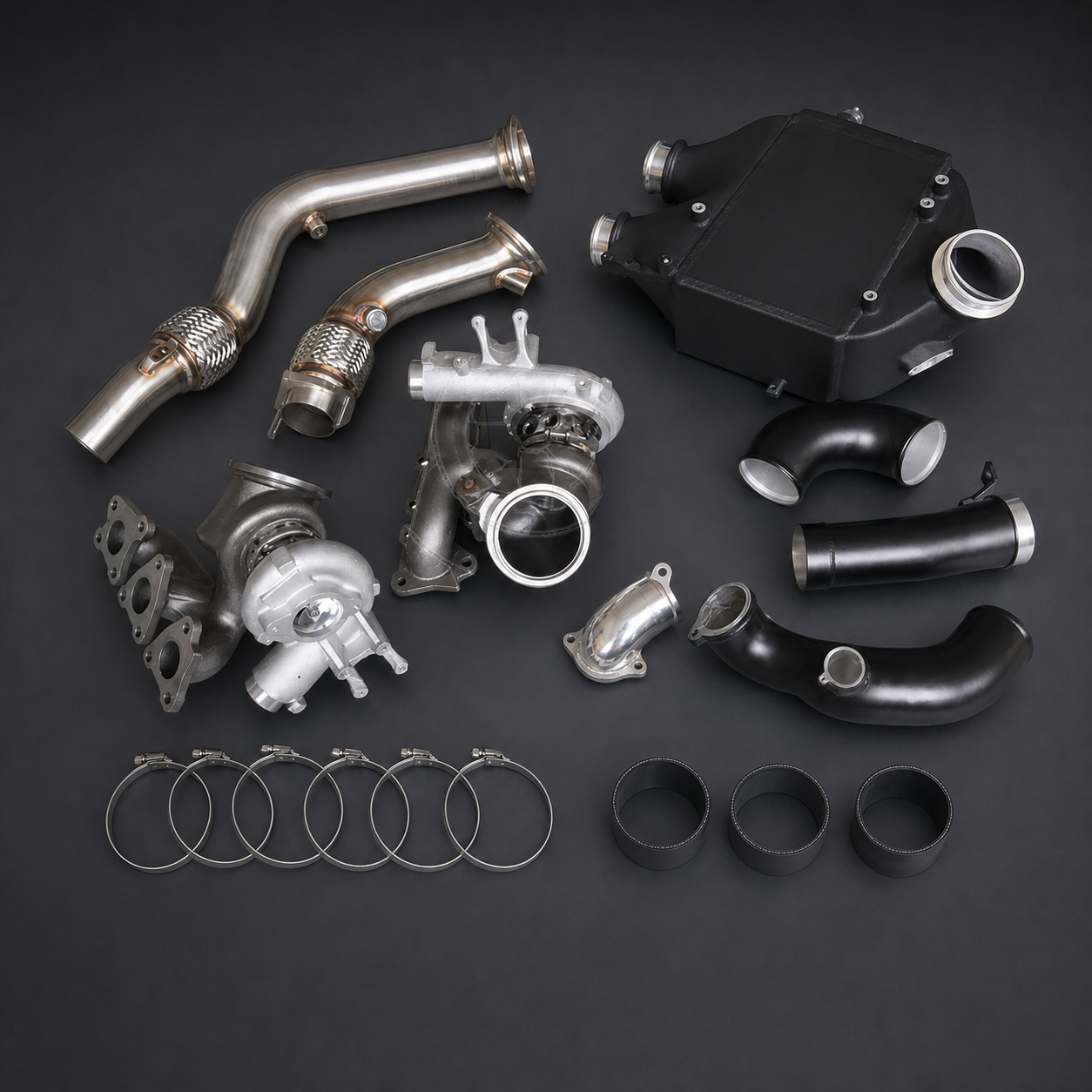 VCTR Performance BMW M3/M4 F80/F82 S55 Complete Turbo Upgrade Package – elevated top view