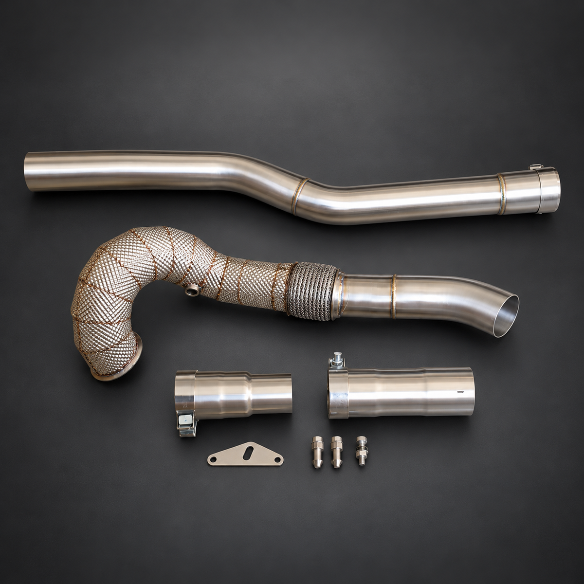 VCTR Performance Audi A3/S3 8V / VW Golf GTI/R MK7 3.5-Inch Downpipe Kit — Heat Shield — view 1
