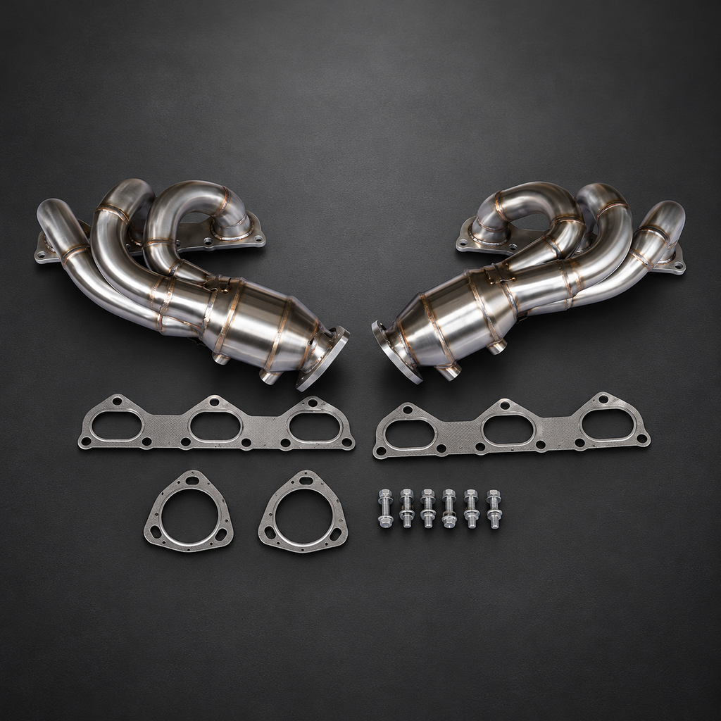 VCTR Performance Porsche 718 GT4/GTS Catted Exhaust Headers — 2020–2022 — view 2