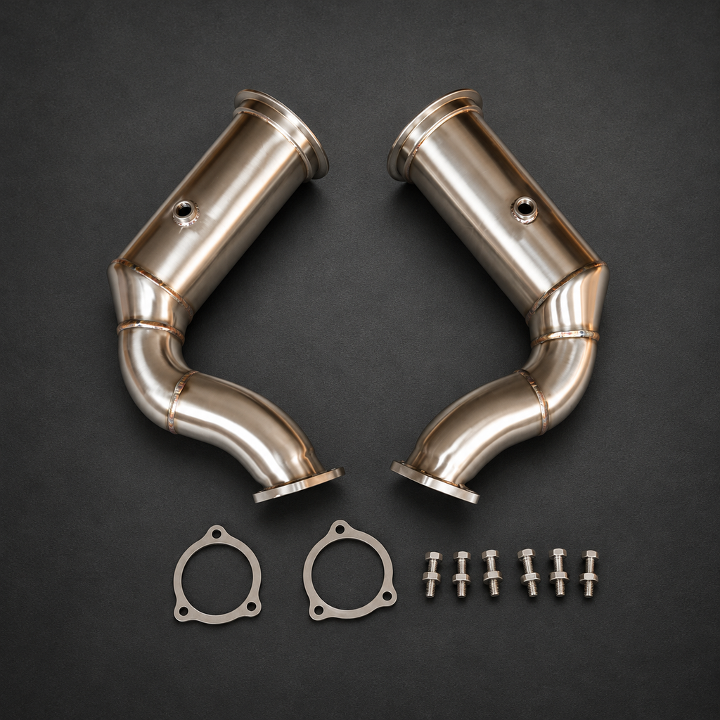 VCTR Performance Porsche Cayenne Turbo S E-Hybrid 4.0L Downpipe Kit — view 2