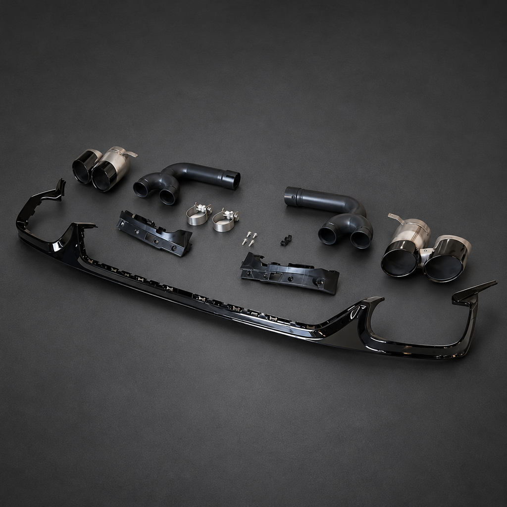 VCTR Performance Audi Q8 Rear Bumper — Black Exhaust Tips — view 1