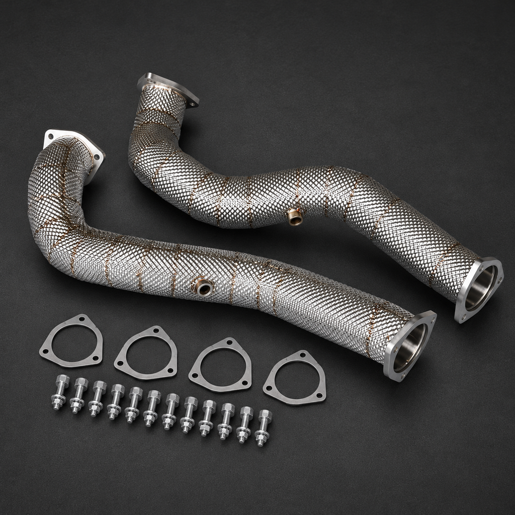 VCTR Performance Porsche 718 GT4 RS 4.0L Downpipe Kit — Heat Shield — view 3