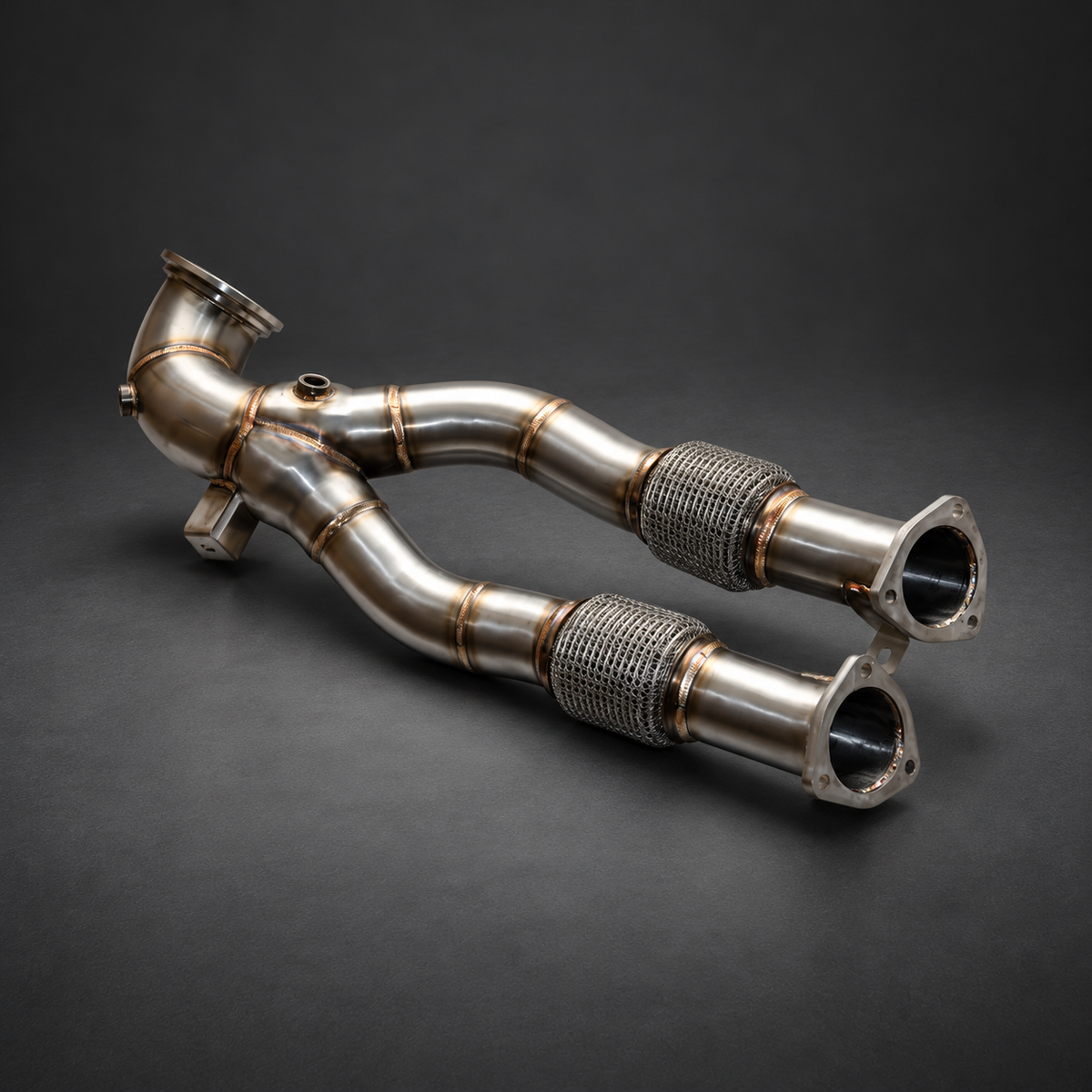 VCTR Performance Audi RS3 8V / TTRS 8S 2.5T Downpipe Kit — 2017+ — studio view 2