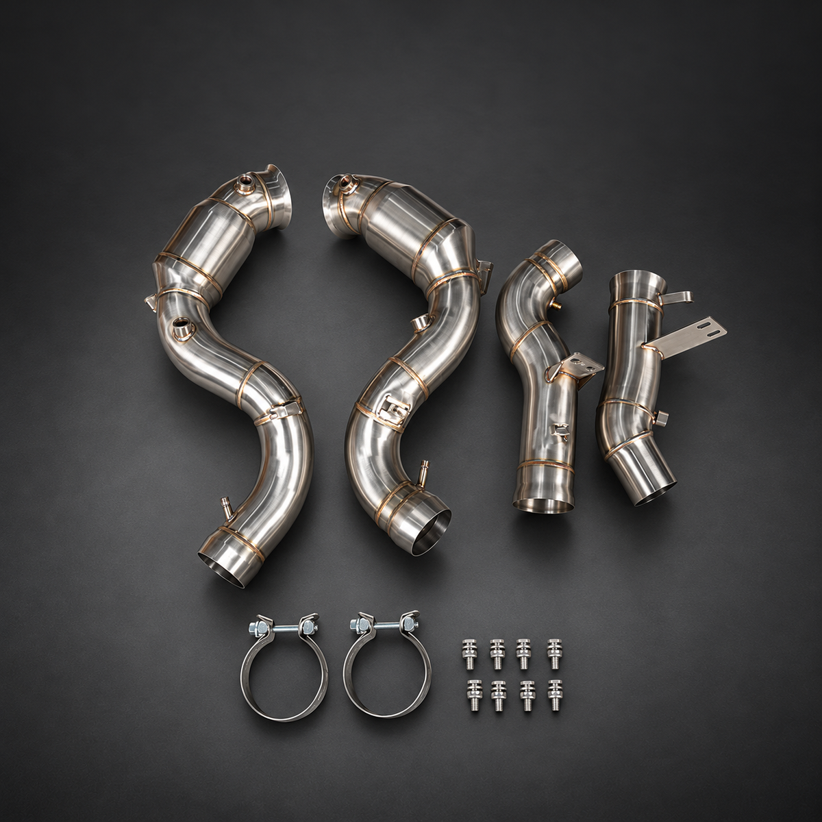 VCTR Performance Mercedes-AMG GLE63 S / GLS63 4.0T Catted Downpipe Kit — OPF — studio view 1