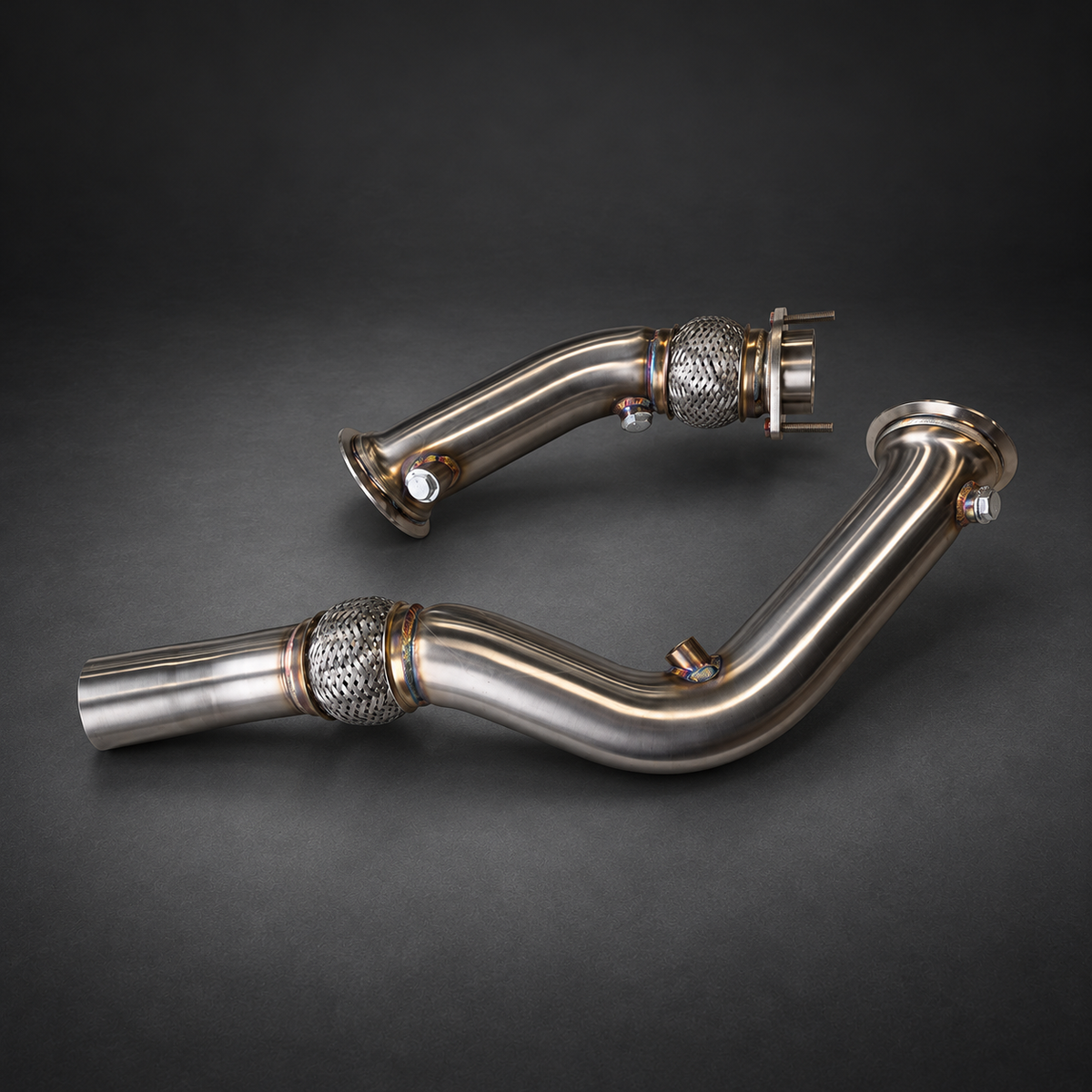 VCTR Performance BMW M3 F80 / M4 F82/F83 S55 Stainless Steel Downpipe Kit — studio view 1