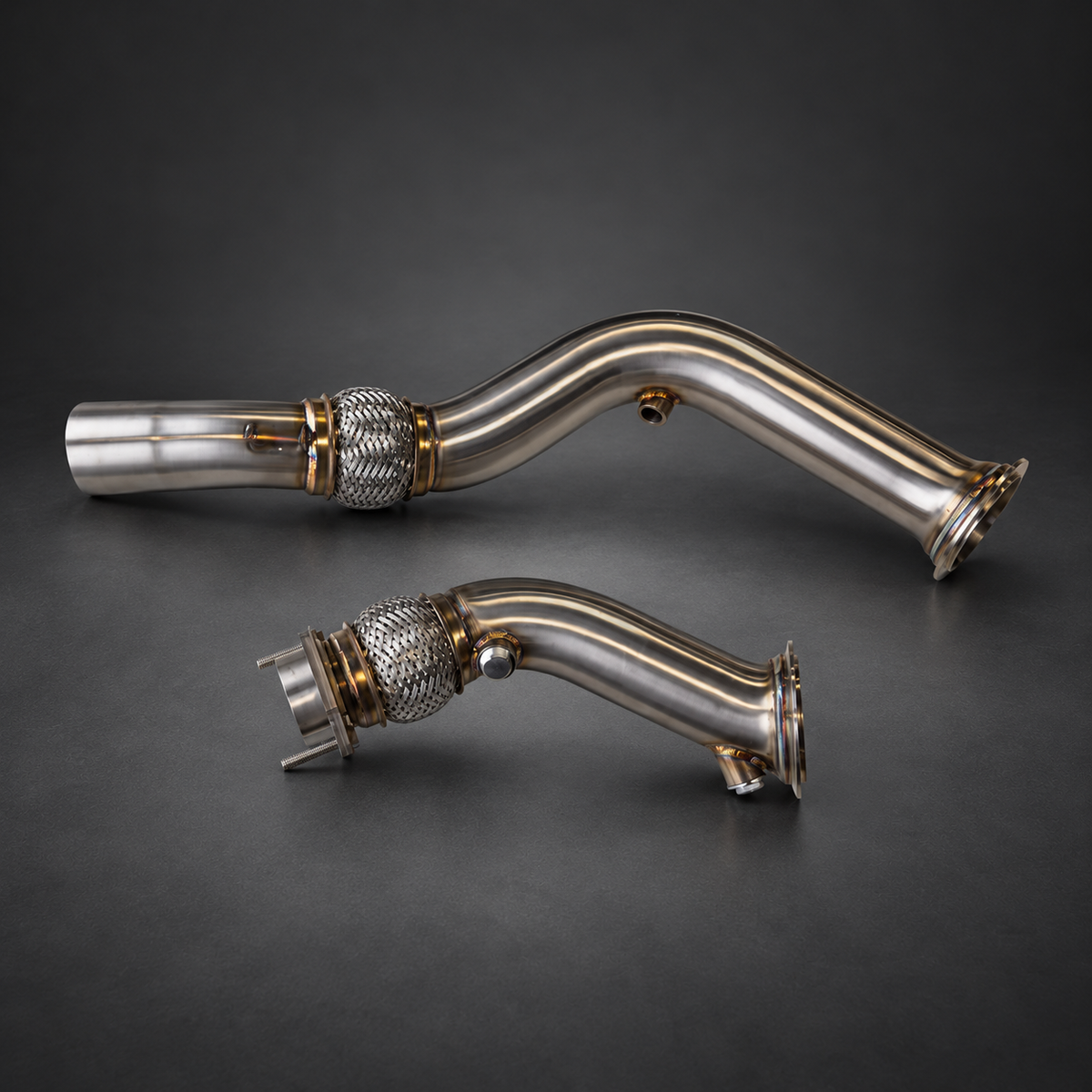 VCTR Performance BMW M3 F80 / M4 F82/F83 S55 Stainless Steel Downpipe Kit — studio view 2