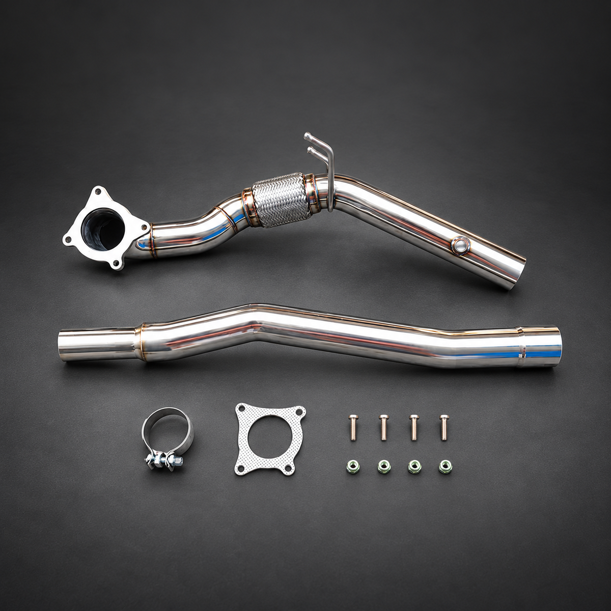 VCTR Performance Audi A3/S3 Quattro / VW Golf R MK6 Downpipe Kit — studio view 1