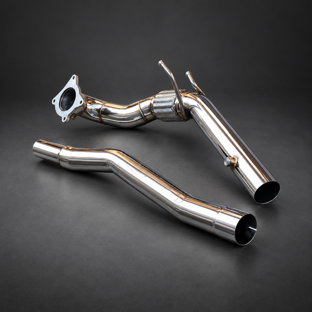 VCTR Performance Audi A3/S3 Quattro / VW Golf R MK6 Downpipe Kit — studio view 3