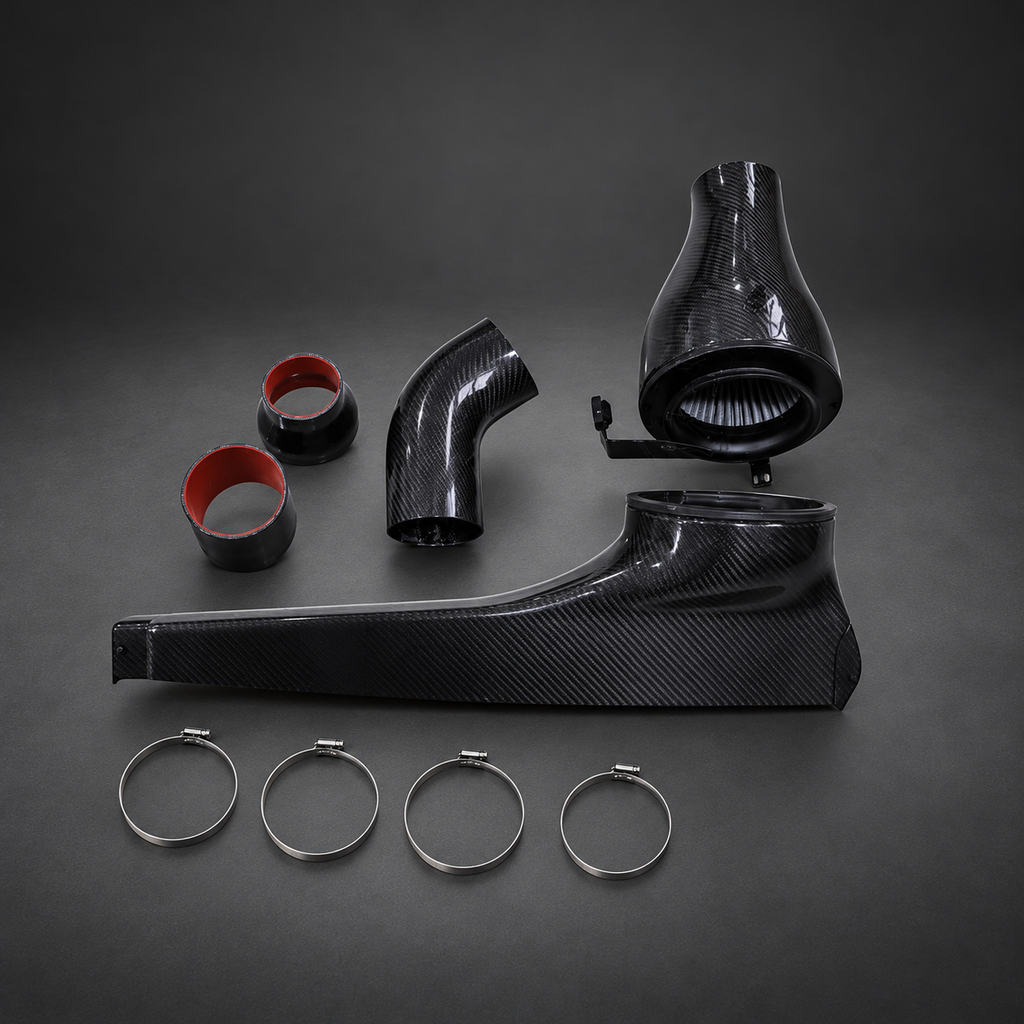 VCTR Performance Audi A3/S3/TT / VW Golf GTI/R/GLI MQB Carbon Fibre Intake System — Gloss Black — studio view 1