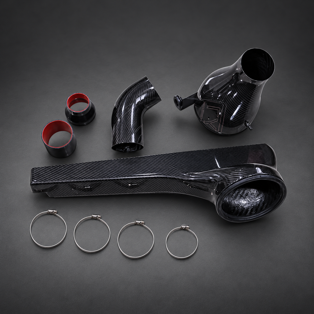 VCTR Performance Audi A3/S3/TT / VW Golf GTI/R/GLI MQB Carbon Fibre Intake System — Gloss Black — studio view 2